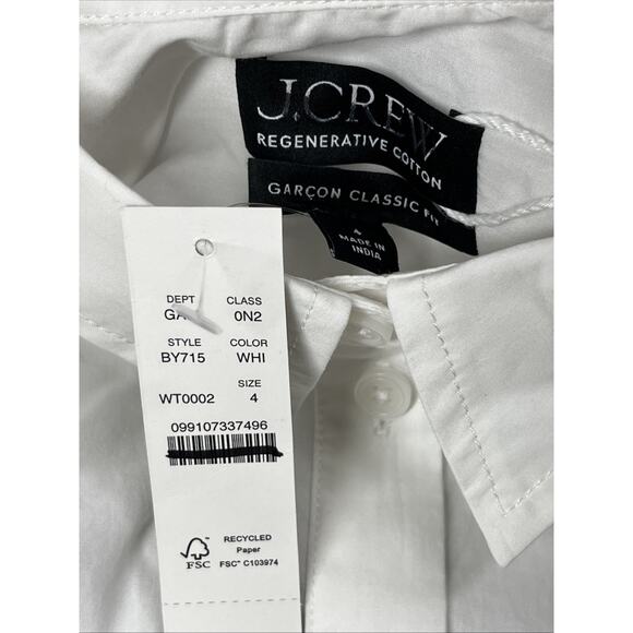 J Crew Garçon Classic Shirt in Cotton Poplin Womens 4 White Button Up Office - Picture 9 of 11